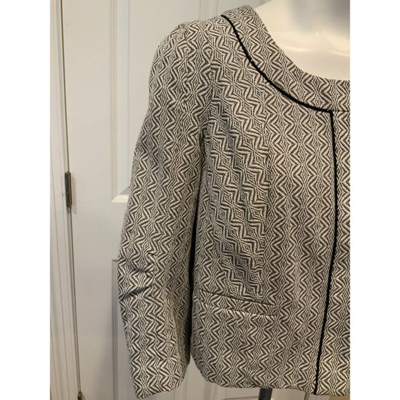 Idra Anthropolgie Black & White Geometric Patterned Blazer Jacket, Size 6 (US) - Picture 3 of 9